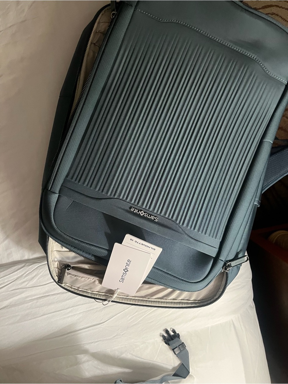 Samsonite Men's Blue-Gray Ribbed Laptop Backpack - Picture 2 of 5